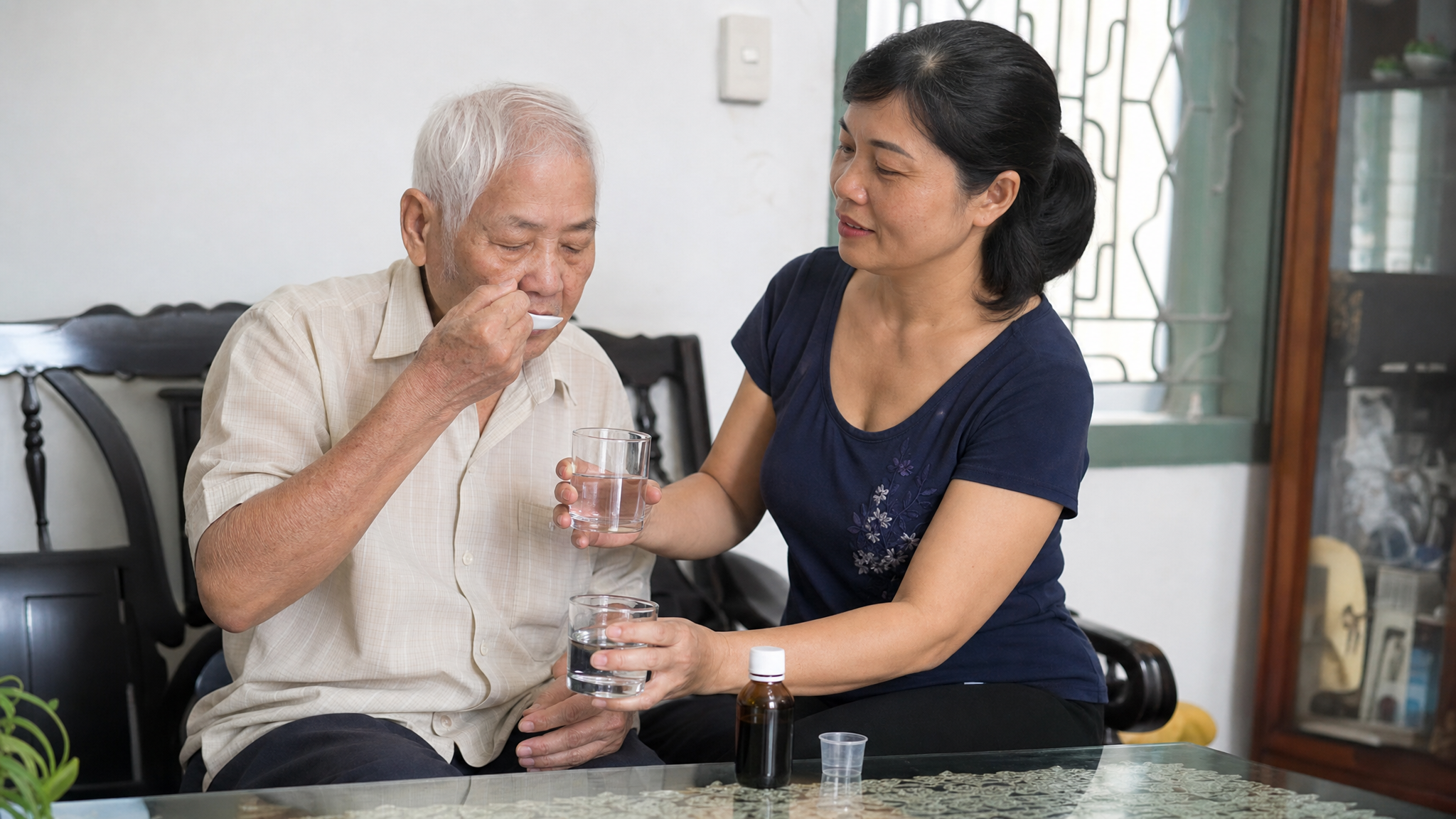 Gia đình chăm sóc người bị hen suyễn tại nhà