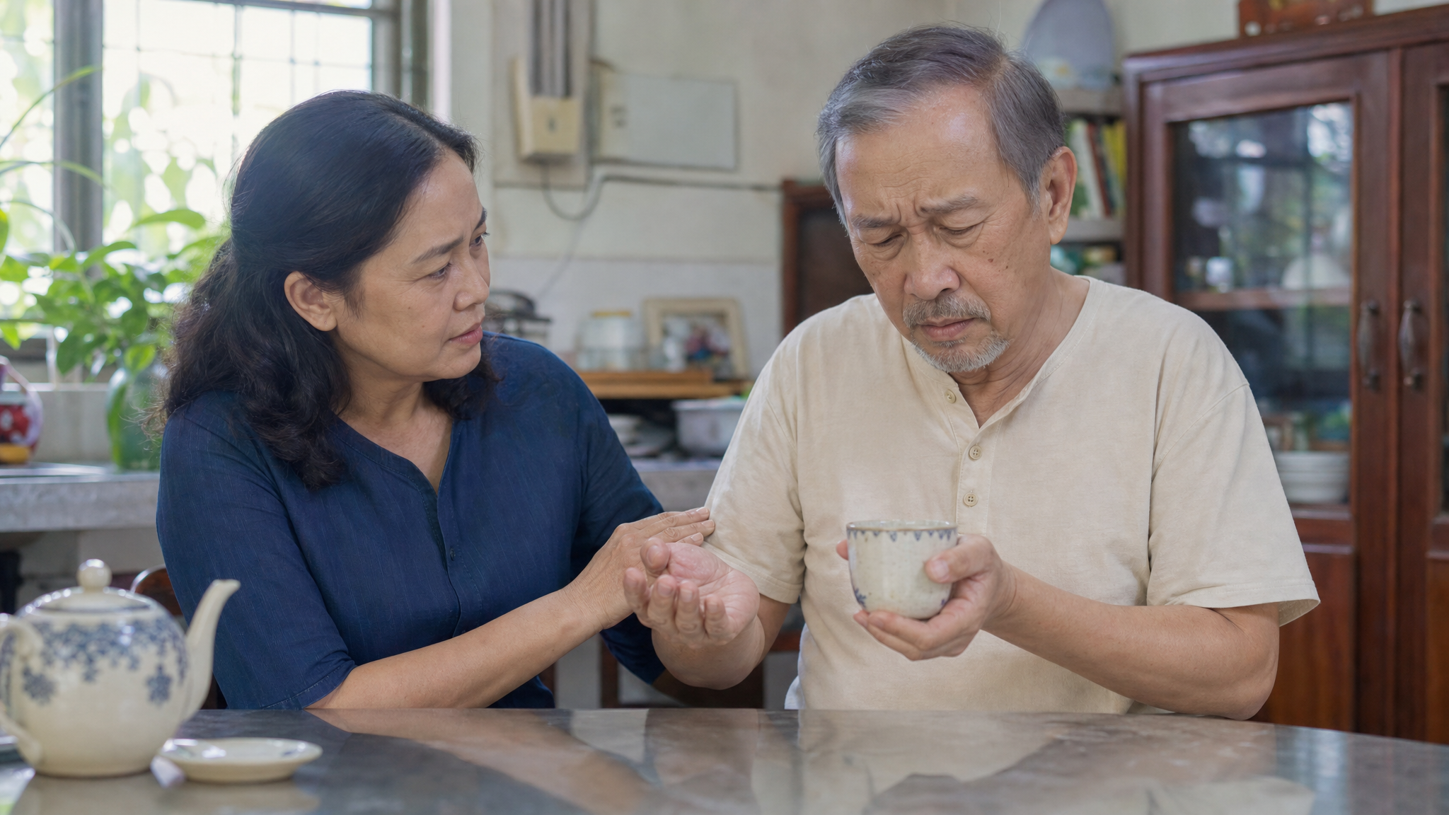 Người cao tuổi có dấu hiệu run tay và cứng cơ cần đi khám Parkinson