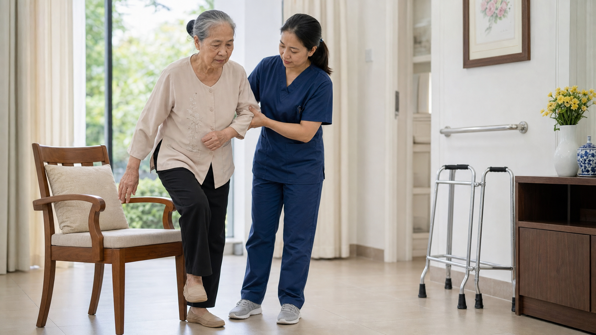 Người bệnh Parkinson tập phục hồi chức năng tại nhà